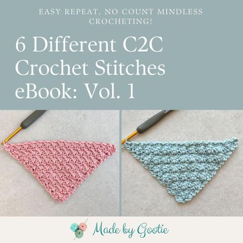 C2c Stitches, Corner To Corner Crochet Pattern, Cluster Stitch, Stitches Pattern, Crochet Washcloth Pattern, Different Crochet Stitches, Mesh Stitch, Corner Crochet, Crochet Placemat Patterns