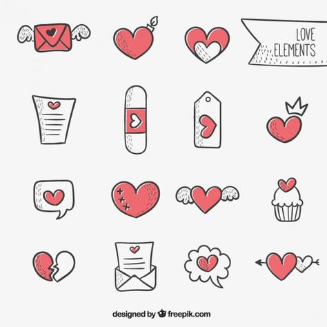 Sketchy love elements Premium Vector | Premium Vector #Freepik #vector #heart #love #hand #hand-drawn Cute Love Heart Drawing, Cute Doodles Heart, Love Mini Drawing, Vday Doodles, Drawing Heart Love, Heart Drawing Cute, Love Cute Drawing, Mini Drawings Love, Cute Love Doodles