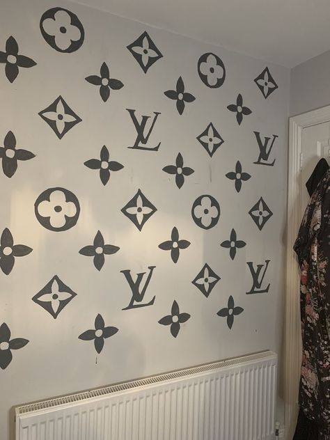 Louis Vuitton Room Wall, Louis Vuitton Wallpaper Bedroom, Louis Vuitton Wall Art, Louis Vuitton Wall, Diy Wall Painting, Diy Accent Wall, Bedroom Wall Paint, Redecorate Bedroom, Teen Bedroom Decor