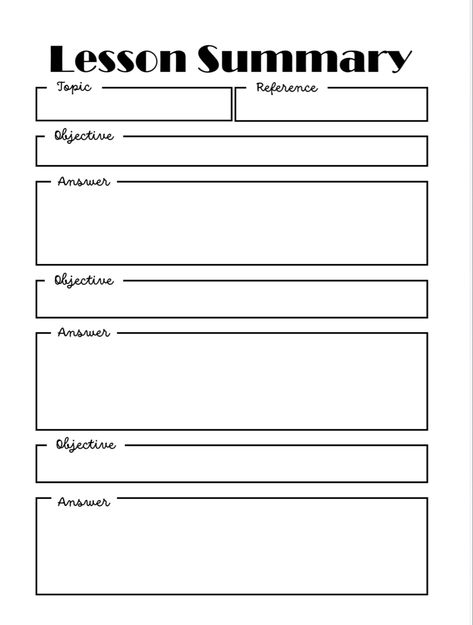 Lesson summary note taking #notetaking #notes #template #notetemplate #school #college #printable #student #education #supplements #stationary #grades #exams #studying #lecture #highschool #class #objective #bulletpoint #answer #writing Study Format, Math Notes Template, Summary Template, College Templates, Lecture Notes Template, Notetaking Template, Note Taking Template, Study Guide Template, Tutoring Business