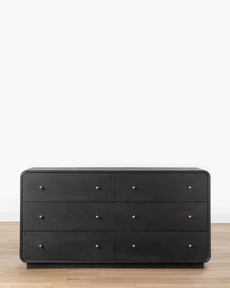 Studio Mcgee Dresser, Black Dresser Bedroom, Black And White Dresser, Flip Furniture, Mcgee And Co, Shea Mcgee, Low Dresser, Dresser Ideas, Green Dresser