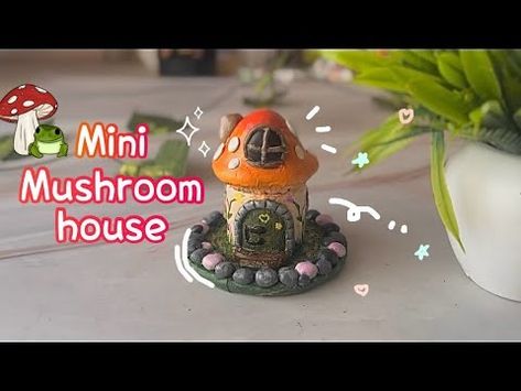 Mini mushroom house made with clay over glass paint jar🍄| DIY clay crafts| Cute clay house | - YouTube Hippie Diy, Mini Mushroom, Clay House, Crafts Cute, Clay Jar, Clay Houses, Mushroom House, Painted Jars, Glass Paint