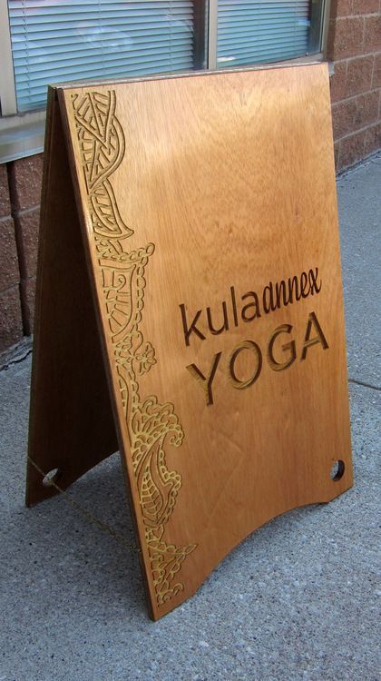 Yoga Studio Design Ideas, Studio Sign, Sidewalk Signs, Router Projects, Yoga Studio Design, Yoga Business, Sandwich Board, Sup Yoga, Yoga Space