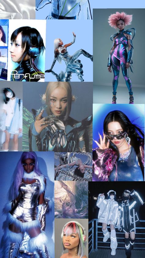 #fashion #fashioninspo #blue #y2k #cybercore #cybery2k #y3k #fyp Future Core Aesthetic, Futuristic Y2k Fashion, Y2k Cybercore Outfits, 2000s Cybercore, Ice Spice Y2k, Cybercore Outfit, Y2k Editorial, Cybercore Fashion, Y2k Runway