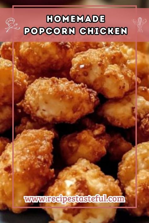 Deliciously crispy and tender, this Homemade Popcorn Chicken is perfect for a cozy family meal or game day snack. Coated in flavorful panko breadcrumbs, these bite-sized pieces are sure to be a hit with everyone! Homemade Popcorn Chicken, Baked Popcorn Chicken, Popcorn Chicken Recipe, Chicken Snacks, Homemade Popcorn, Buttermilk Chicken, Lunch Appetizers, Dipping Sauces, Popcorn Chicken