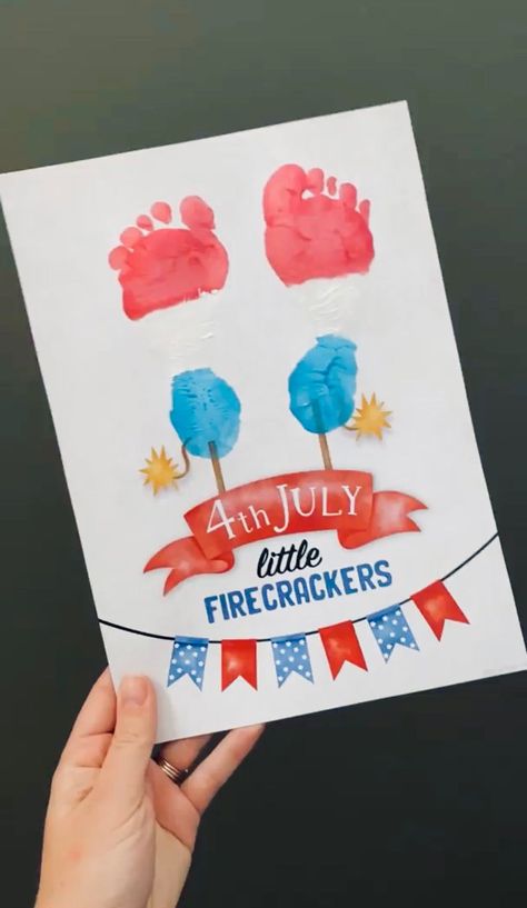 Simple Summer Crafts for Infants: Perfect for Little Hands and Big Smiles 4th Of July Toddler Crafts, Summer Crafts For Infants, Simple Summer Crafts, Crafts For Infants, Baby Art Projects, Footprint Crafts, 4th July Crafts, Toddler Art Projects, Big Smiles