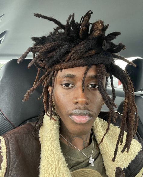 Freeform Locs Men, Wicks Hairstyle, Badu Aesthetic, Hair Wicks, Wicks Hair, Wicks Dreads, Wicks Locs, Black Male Hairstyles, Dreads Men