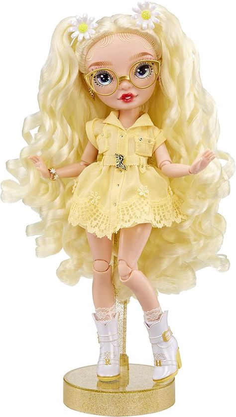 White Eyelashes, Yellow Costume, Fashion Cowboy Boots, Mix Match Outfits, Rainbow Pin, Buttercup Yellow, Paper Dress, Rainbow Fashion, Dream Doll