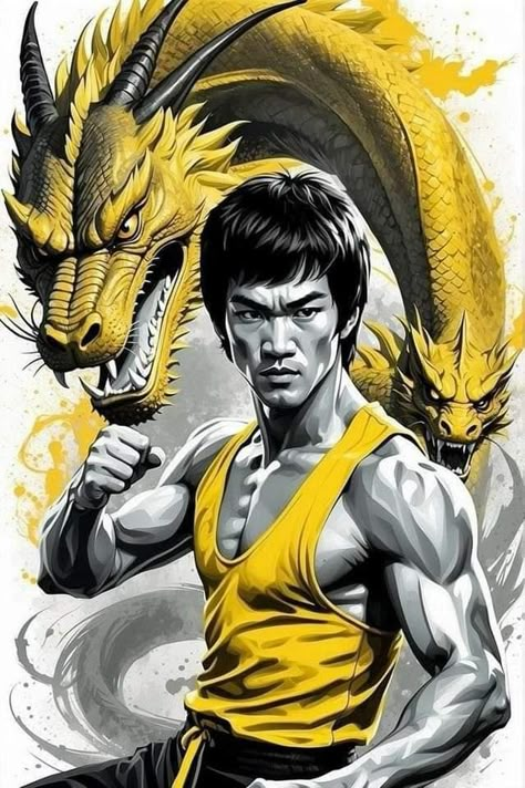 Bruce Lee Poster, Bruce Lee Pictures, Dragon Poster, Poster Yellow, Scott Adkins, Bruce Lee Art, Peaceful Music, Bruce Lee Martial Arts, Simpsons Drawings