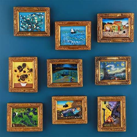 Paint Refrigerator, Decorative Magnets, World Famous Paintings, Refrigerator Accessories, Painted Picture Frames, Fridge Decor, Photo Frame Design, Refrigerator Sticker, Famous Paintings