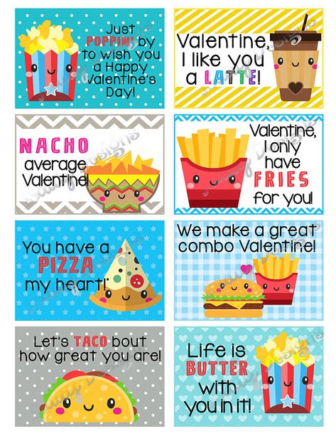 Food Pun kids Valentine Card; Valentine's Day; Valentines; Class Party; Invite; Printable; gift; ins Corny Valentines, Pun Valentines, Valentines Class Party, Adorable Food, Valentine Phrases, Valentines Day Puns, Cheesy Valentine, Valentines Puns, Kawaii Valentine