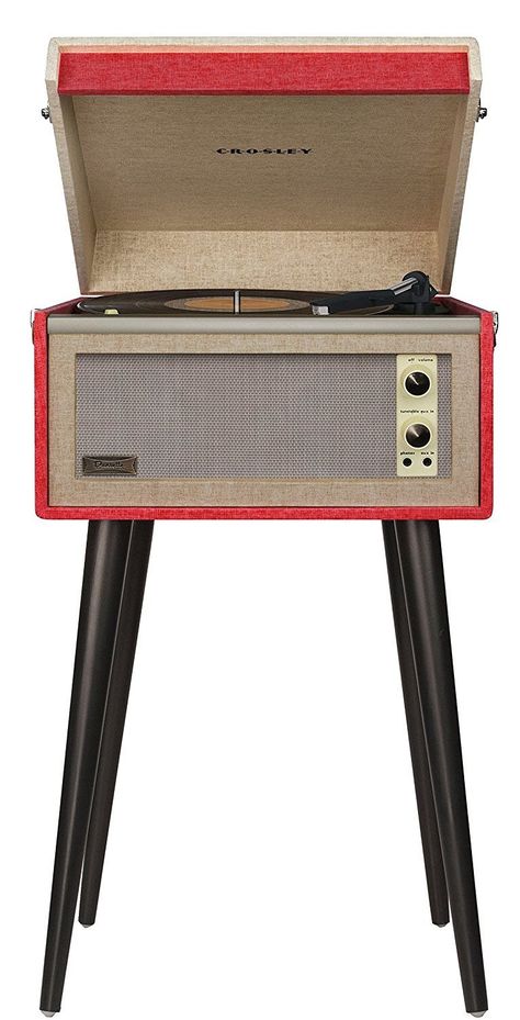 Record Player Table, Crosley Radio, Vinyl Record Player, Tape Deck, Man Room, Record Players, 45 Rpm, Retro Home Decor, Stereo Speakers