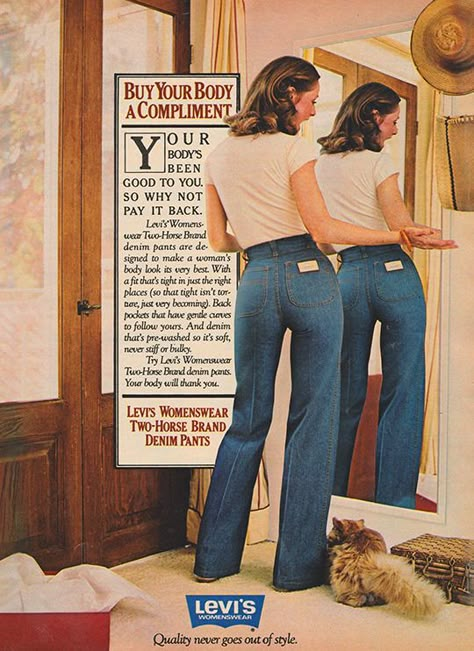 March 1974. ‘You love being carefree, right? Go for some smoothly styled pants in a neutral tone that’ll go with all you’re togs.’ Horse Collection, Horse Brand, 60s 70s Fashion, 70s Inspired Fashion, Deep Winter, All Jeans, Jeans Wide, Retro Photo, 1970s Fashion