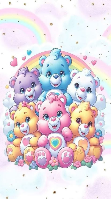 All Care Bears, Cute Sayings And Quotes, Indie Moodboard, Cartoon Characters Wallpaper, Angel Wings Clip Art, Care Bear Party, Care Bears Vintage, Bear Character, Love Wallpaper Backgrounds