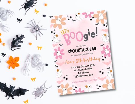 Let’s Boogie Party, Pink Halloween Party, Been Booed, Birthday Party Pink, You've Been Booed, Boo Sign, Halloween Birthday Party, Invitation Halloween, Canva Website