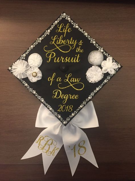 Off To Law School Grad Cap, Lawyer Cap Ideas, Graduation Cap Designs For Lawyer, Law School Grad Cap Ideas, Law School Cap Decoration, Law Cap Decoration, Legal Studies Graduation Cap, Going To Law School Grad Caps, Graduation Cap Designs Law School