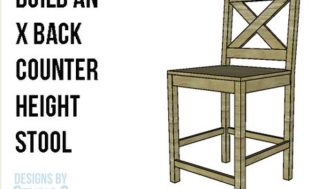 DIY Furniture Plans to Build X Back Counter Height Stools | Diy Chairs, Diy Bar Stools, Diy Stool, Simple Woodworking Plans, Wood Crafting Tools, Bar Stools With Backs, Stools With Backs, Building Projects, Diy Bar