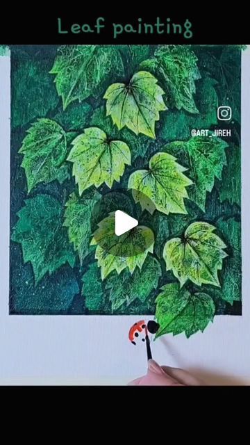 Leaves Painting Acrylic Leaf Art, Leaves Painting Acrylic, Leaf Impression Painting, Satisfying Art, Leaves Painting, Leaf Painting, Relaxing Art, Painted Leaves, Leaf Art