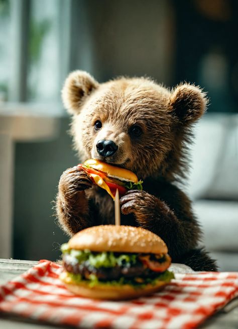 Big Burgers, Happy Baby, Baby Bear, Brighten Your Day, Food For Thought, New Product, Cute Animals