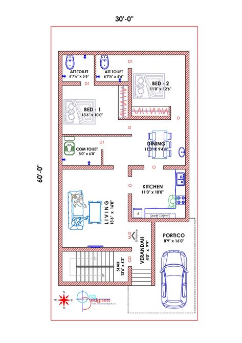 40x60 House Plans, 30x50 House Plans, Four Bedroom House Plans, 20x30 House Plans, South Facing House, Budget House Plans, West Facing House, 20x40 House Plans, 30x40 House Plans