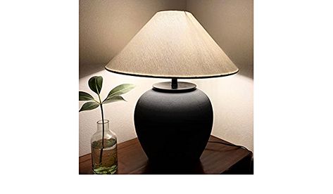 CEKUXPS Rustic Farmhouse Table Lamps, Black 21.6” Tall Ceramic Table Lamp, Simple Textured Ceramic Lamp Body with White Textured Shade Bedside Table Lamp for Living Room Bedroom Office (White) - - Amazon.com Black Table Lamps Living Room, Eye Swoon, Room Decor Eclectic, Lamp With Black Shade, Organic Modern Home, Lamps Black, Lamp Office, Farmhouse Table Lamps, Bedroom Lamps Nightstand