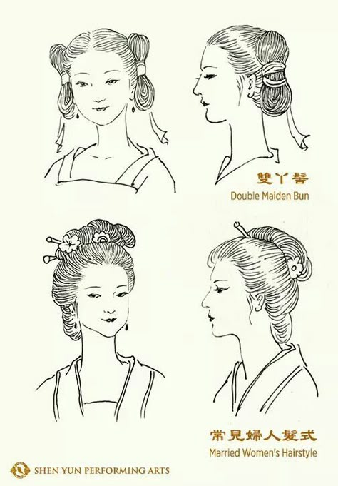 Hairstyles in Ancient China for married and unmarried women. Ancient China Women, Chinese Dynasty Hairstyle, Traditional Japanese Hairstyle Women, Ancient China Hairstyles, China Hairstyle, Ancient Hairstyles, Chinese Traditional Hairstyles, Traditional Chinese Hairstyle, Chinese Hairstyles