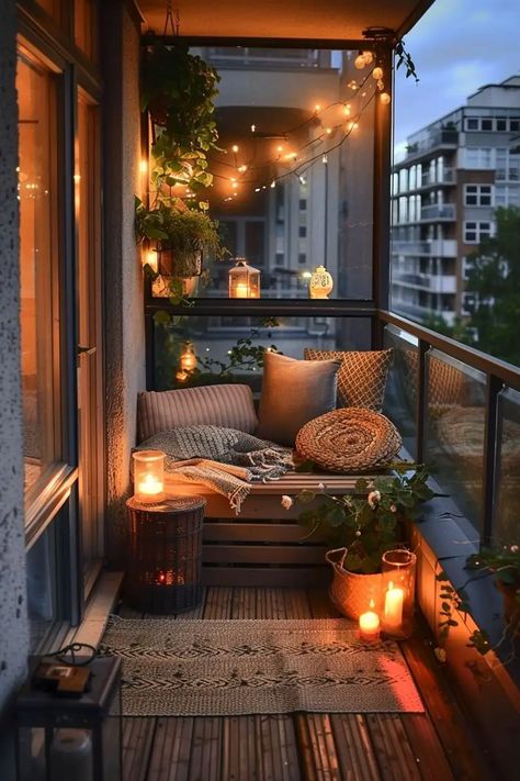 +72 Inspiring Ideas for Your Dream Cozy Balcony - DecorWithEva Cosy Balcony Ideas Apartment, Cute Balcony Ideas, Tiny Balcony Ideas, Decorating Ideas For Apartments, Home Decor Ideas Cozy, Home Decor Ideas Apartment, Klein Balkon Decor, Outdoor Balcony Ideas, Home Decorations Ideas