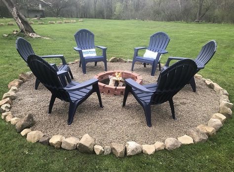 53 Stunning Outdoor Fire Pit Ideas Lawn Fire Pit Ideas, Comfy Fire Pit Seating, Mulch Around Fire Pit, Mulch Fire Pit Area, Landscape Around Fire Pit Area, Outdoor Fire Pit Ideas Seating Areas, Fire Pits Backyard Ideas, Firepits Backyard Landscaping, Fire Pit Area Ideas