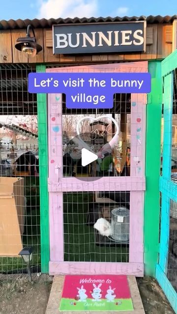 Rabbit Yard Ideas, Rabbit Run Ideas Outdoor, Rabbit Shed Ideas, Outdoor Bunny Habitat, Rabbit Village, Bunny Village, Pet Diys, Bunny Burrow, Rabbit Burrow