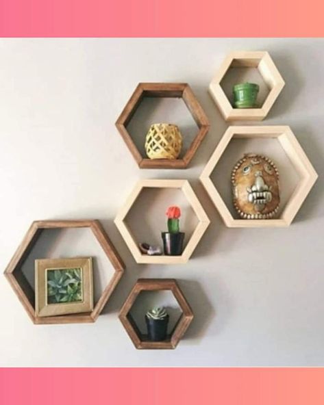 #set #wooden #hexagon #shelves #honeycomb #apartment #wall #decor #woodfloatingshelves #woodenshelves #decoration #home #style #stylish #Etsy #shop #onlineshop #shoponline #onlineshopping Hexagonal Shelves, Whimsical Bedroom, Honeycomb Shelves, Geometric Shelves, Jewerly Displays, Collage Mural, Hexagon Shelves, Large Shelves, Estantes Flotantes