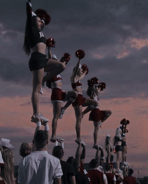 Cheer Photo Poses, Cheerleader Girls, Cheer Photo, Cheers Photo, The Pretty Reckless, Sports Romance, Sports Aesthetic, Highschool Aesthetic, Red Aesthetic