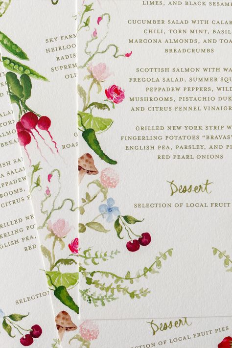 Wedding Stationary Design, Watercolor Menu, Solstice Party, Wedding House, Wedding Place Settings, Event Branding, Design Event, Wedding Menu Cards, Garden Party Wedding