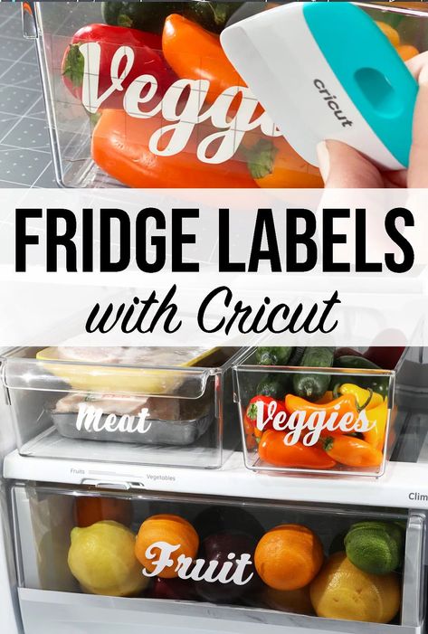 Fridge Labels, Cricut Organization, Labels With Cricut, Diy Pantry Labels, Fridge Organized, Mason Jar Organization, Kids Craft Supplies, Fridge Shelves, Storage Labels