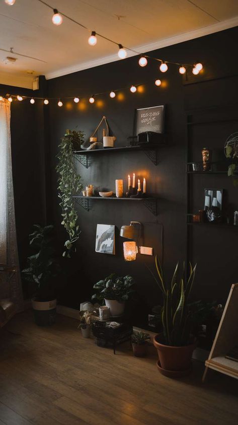 30+ Dark Aesthetic Décor Ideas Dark Minimalist Apartment, Gothic Interior Design Modern, Dark Scandinavian Interior, Moody Apartment, Dark Home Aesthetic, Dark House Aesthetic, Dark Moody Aesthetic, Aesthetic Decor Ideas, Dark Homes