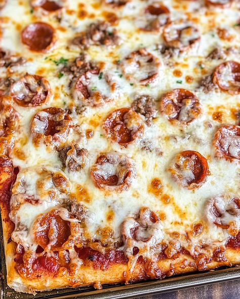 Easy Homemade Crazy Crust Pizza Crazy Crust Pizza, Jiffy Pizza Crust Mix Recipes, Crazy Crust Pizza Recipe, Crazy Dough, How To Cook Ham, Vegan Sausage, Dairy Free Dessert, Breakfast Cookies, Crazy Cakes