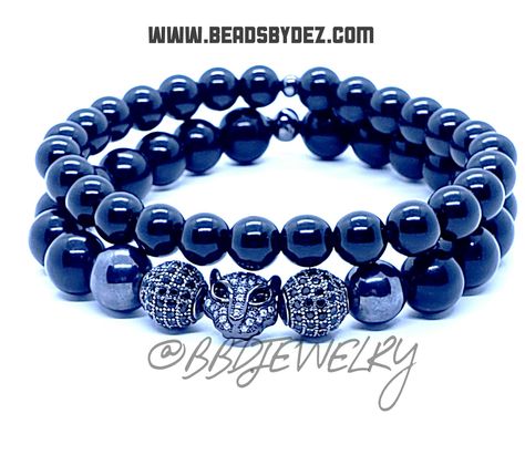 Panther Bracelet, Cool Mens Bracelets, Mens Bracelet Set, Mens Bracelet Designs, Panther Head, Memory Wire Wrap Bracelets, Pave Beads, Mens Bracelet Silver, Men Jewelry