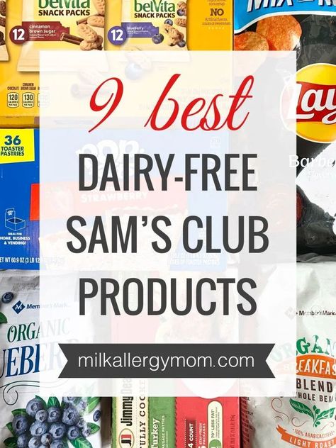 9 favorite dairy-free food finds at Sam's Club! Be sure to double-check labels and call companies if need be. Cinnamon Snack, Milk Allergy Mom, Blueberry Snacks, Store Bought Snack, Dairy Free Breastfeeding, Blueberry Banana Smoothie, Dairy Allergy, Dairy Free Snacks, Milk Allergy