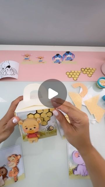 Michelle Andrade-Party Decor on Instagram: "A Cute box that all children will love if you include it in your birthday party!!   Let’s Assemble this Favor Box!!! Trust the process.  Template: @creatiross   Printing images using: @koalagp_paper   Plain Cardstock: @joann_stores   #activityboxforkids #favorbox #activityboxfortoddlers #winniepoohbirthday" Giveaway Ideas Birthday, Diy Party Boxes, Diy Party Packs, Diy Party Favor Boxes, Kids Giveaway, Paper Plain, Activity Box, Kids Favors, Personalized Party Favors