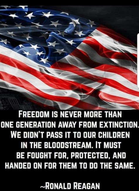 90 Miles From Tyranny : Freedom Is Never More Than One Generation Away Fro... Tyranny Quotes, Never Forget Quotes, Forgotten Quotes, Morning Music, Remember The Fallen, Personal Responsibility, Freedom Is, Hunting Trip, Ronald Reagan