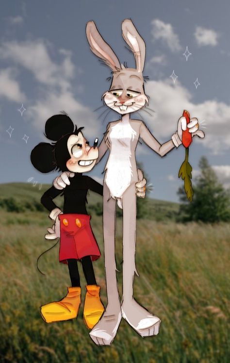 The Looney Tunes Show Bugs Bunny, Minnie Mouse Fanart, Mickey Mouse Fanart, Toodles Mickey Mouse, Rubberhose Style, Successful Artist, Animated Movie Posters, Looney Tunes Show, Epic Mickey