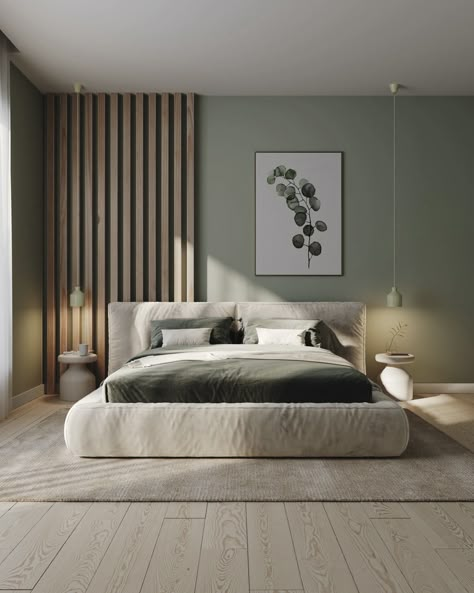 Sage Green Bedroom, 아파트 인테리어, Perfect Bedroom, Couple Bedroom, Modern Bedroom Design, Bedroom Refresh, Bedroom Green, Small Room Bedroom, Bedroom Decoration