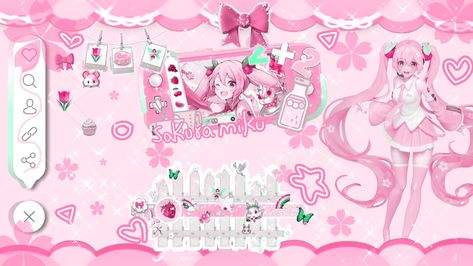 Sakura Miku Wallpapers Pc, Sakura Miku Background Pc, Miku Youtube Banner, Cutecore Wallpaper Laptop, Kawaii Pc Wallpaper, Kitty Videos, Miku Icon, Sakura Miku, Wallpaper Pink Cute