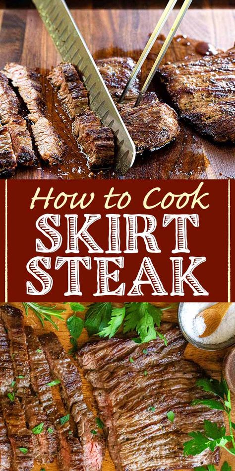 Skirt Steak In Oven, Cooking Skirt Steak, Steak On Stove, Marinated Skirt Steak, Skirt Steak Recipes, Grilled Skirt Steak, Steak In Oven, Flank Steak Recipes, Meat Lover