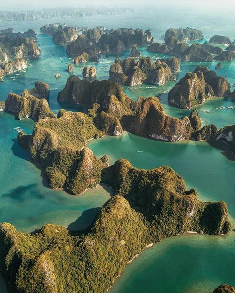 THE CAT BA ISLANDS (Vietnam) is one of the best examples of tower karst. Islands consist of a large island and 366 small limestone islets. The islands are relicts of karst limestone mountains that became submerged during the Holocene transgression 7000 – 8000 year ago. Karst topography is characterized by subterranean limestone caverns and extensive cave systems, which are dissolved from the limestone over millennia. Cat Ba Island, Vietnam Holidays, Vietnam Travel Guide, Visit Vietnam, Ha Long Bay, Ha Long, Halong Bay, Aesthetic Travel, Photography Travel