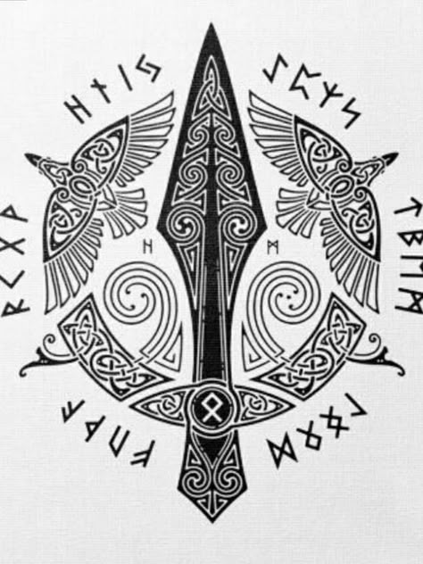 Euro Tattoo, Knotwork Tattoo, Odin's Ravens Tattoo, Rune Vichinghe, Traditional Viking Tattoos, Odin Symbol, Celtic Coloring, Norse Mythology Tattoo, Valkyrie Tattoo