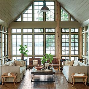 Lake House Decorating Ideas Lake House Living Room, Lake House Kitchen, Tall Windows, Lake Living, Lake House Decor, A Living Room, Facades, Southern Living, Large Windows