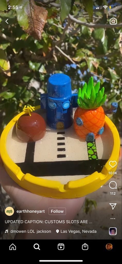 Shrek Clay Art, Spongebob Clay Tray, Spongebob Clay Ideas, Air Dry Clay Spongebob, Spongebob Ashtray, Spongebob Pottery, Spongebob Clay Art, Diy Clay Ashtray Ideas, Air Dry Clay Ashtray Ideas