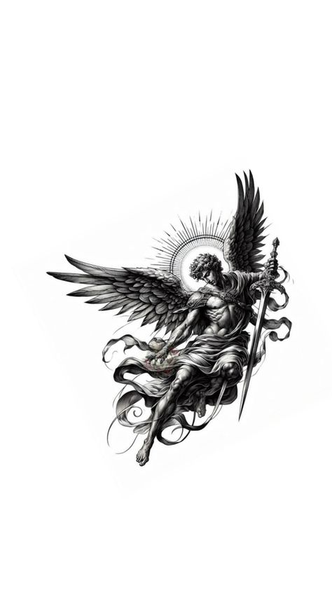 St Miguel Arcangel Tattoo, Arc Angle Michael Tattoo, Wounded Warrior Tattoo, Arch Angel Gabriel Tattoos, Small St Michael Tattoo, Archangel Michael Tattoo Back, Cool Angel Tattoos, Angel Tattoo Men Shoulder, Archangel Michael Tattoo For Men Forearm