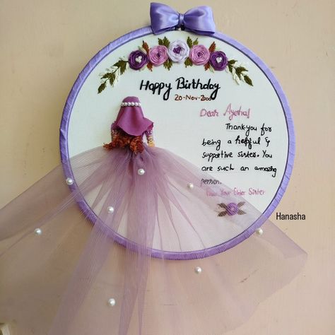 8"Birthday Hoop💖... This customised hoop was designed to celebrate a beautiful sisterly bond! The client requested a unique piece featuring a hijabi girl to reflect her sister’s personality😍. The heartfelt note from the elder sister adds a personal and emotional touch to this thoughtful birthday gift.😇 Creating such meaningful and personalised designs is what we love the most. Let us craft something special for you too!💖😍 🌸 DM us for your own customised embroidery hoops 🌸 . . . . . . . (c... Gifts For Elder Sister, Elder Sister, Hijabi Girl, Birthday Thank You, 8th Birthday, Be A Better Person, Embroidery Hoop, Something Special, Unique Pieces