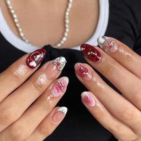 ❤️ Ib: @amys.clients Nail Art Designs Red, Freestyle Nails, Red Nail Art Designs, Best Press On Nails, Manicure Designs, Really Cute Nails, Acrylic Nails Coffin Short, Dream Nails, Funky Nails